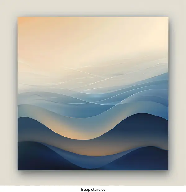 Abstract Blue Waves Background Illustration