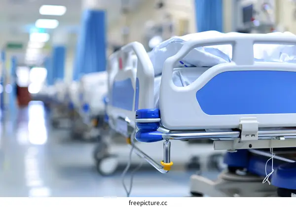 Hospital Beds in a Row in a Hospital Room