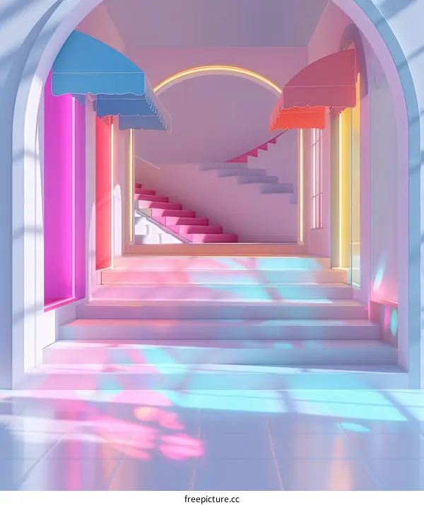 Pastel Stairs Leading to the Unknown