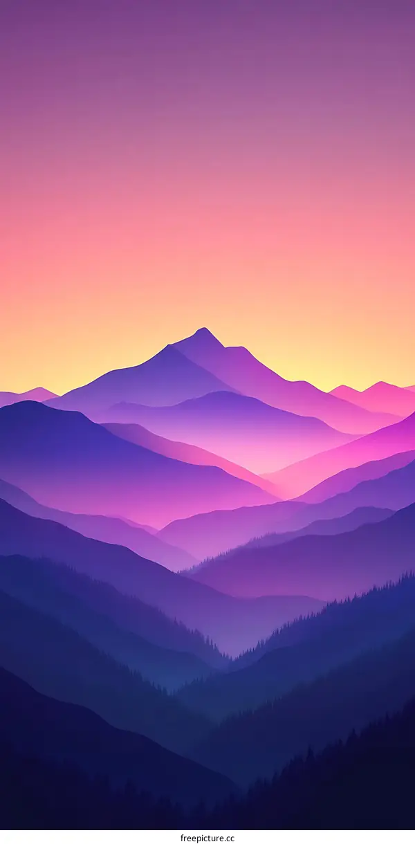 Purple Mountain Range Landscape Illustration