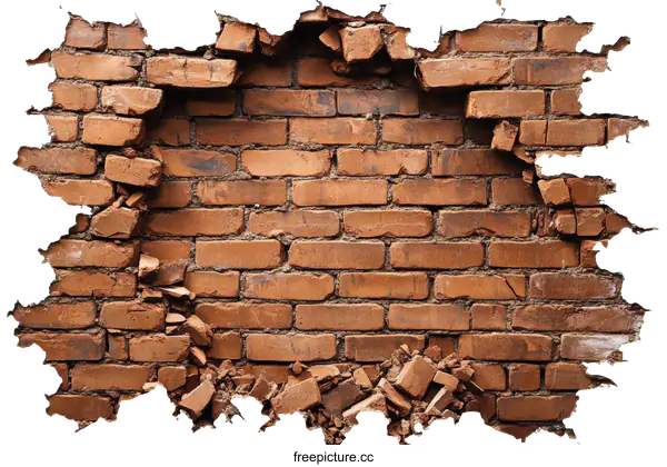 [Transparent Background PNG]Damaged Brick Wall Background