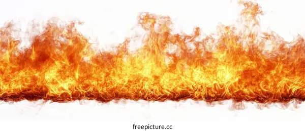 Abstract Fiery Flames Isolated on White Background