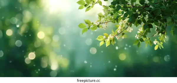 Spring Blossoms in a Lush Forest