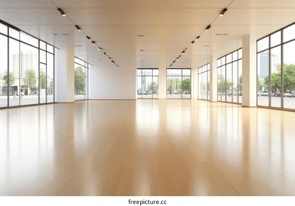 Empty Modern Office Space with City View