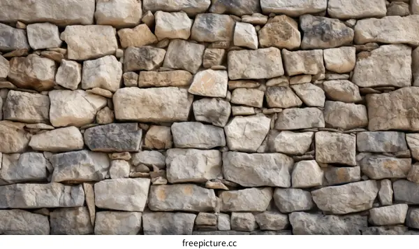 Rough uneven beige limestone wall texture background