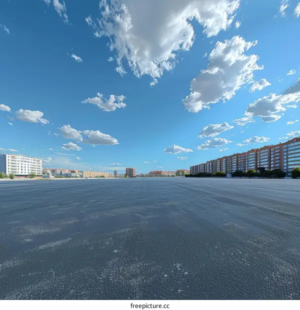 Empty Parking Lot with Blue Sky