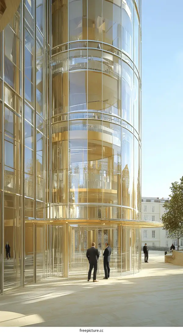 Modern Architectural Design of a Circular Glass Tower