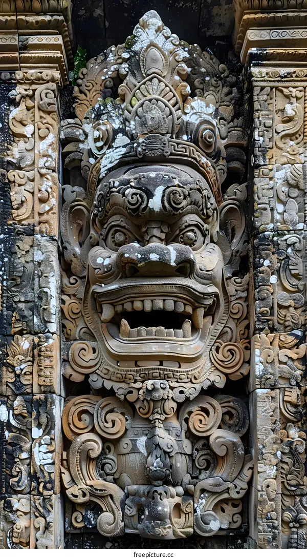 Balinese temple carving of a demon