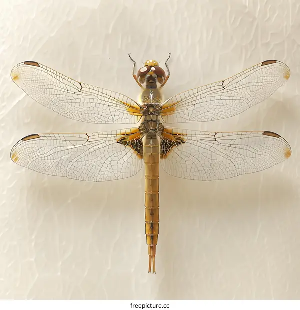 Dragonfly insect spread wings white background
