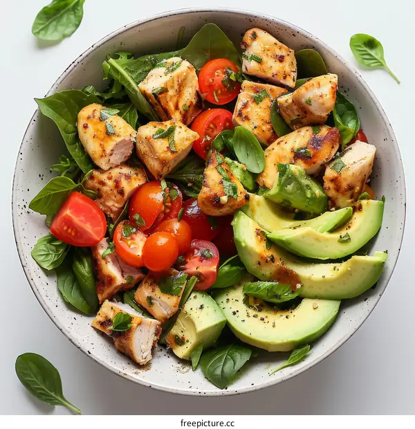 Spinach and Grilled Chicken Salad with Avocado