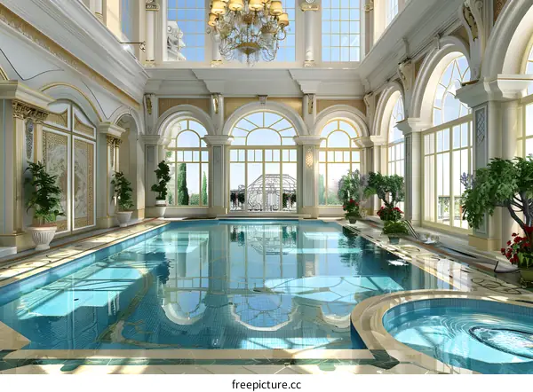 Indoor Swimming Pool with Classic Architecture Design