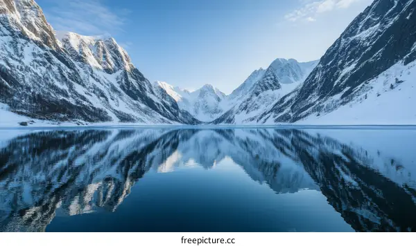 Winter Mountain Lake Reflection Landscape