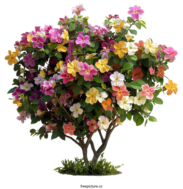 [Transparent Background PNG]Colorful Blooming Bush Image
