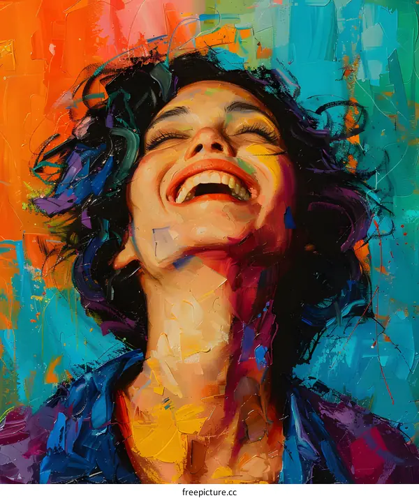 The Joyful Expression of a Woman with Vivid Colors
