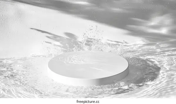 Minimalist White Product Display Platform in Water