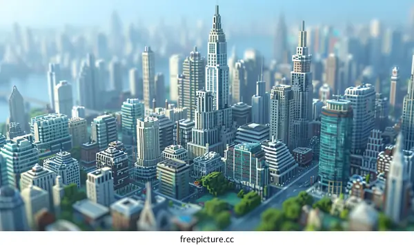 Pixelated Cityscape Illustration