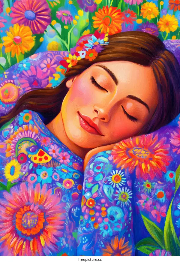 Woman Sleeping in a Field of Flowers