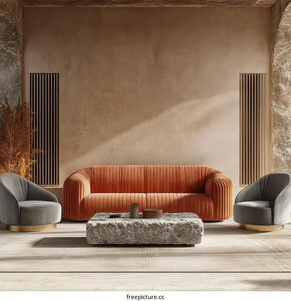 Modern Interior Living Room Design with Earthy Tones