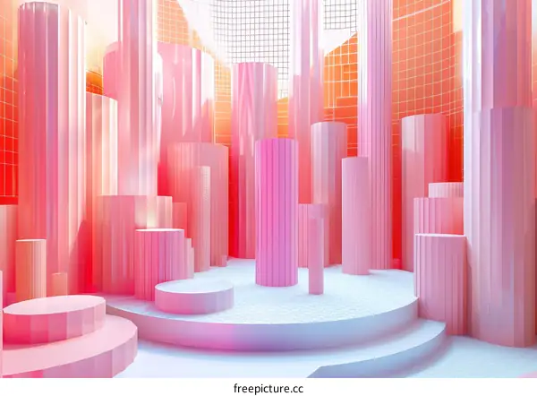 Abstract Pink Geometric Architectural Design