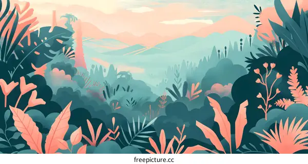 Beautiful Illustration of Green Forest Landscape