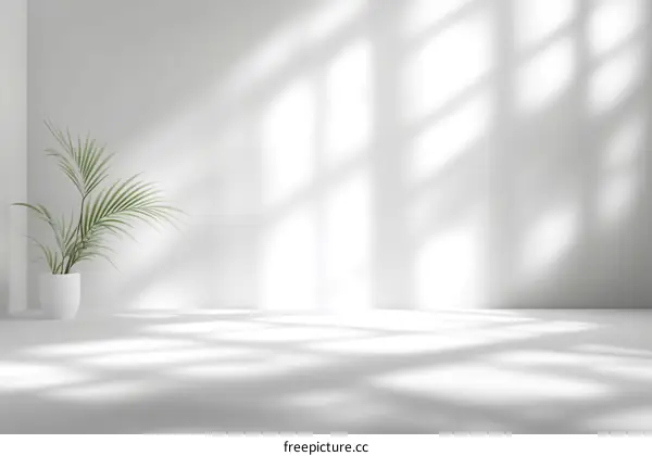 Modern Minimalist Empty Room with Sunlight Shadows