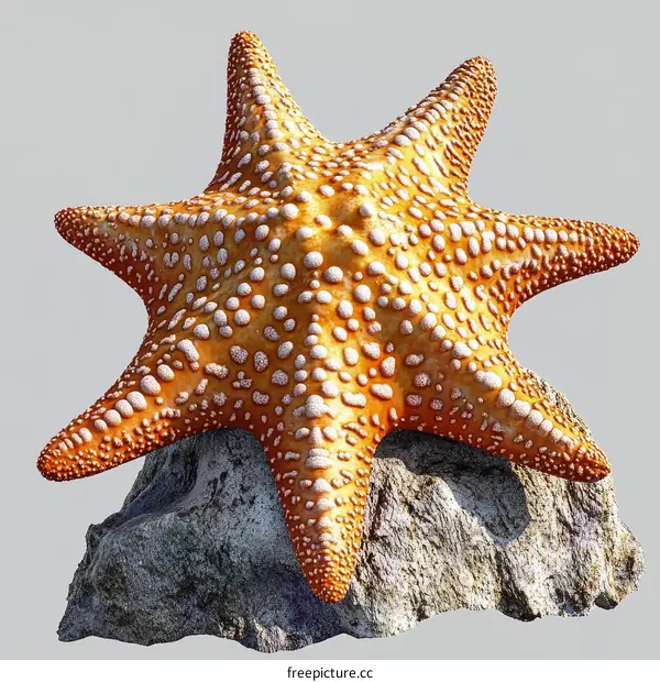 Orange Starfish on Rock Illustration