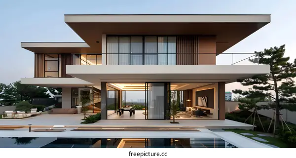 Modern Minimalist Villa with Pool and Garden