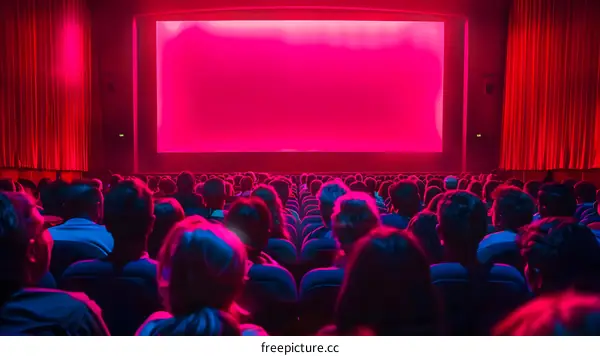 Audience Watching Movie Screen in a Dark Theater