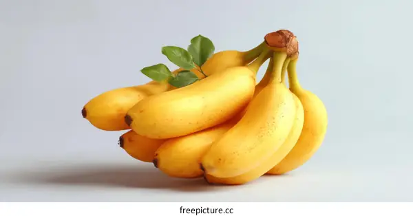 Bunch of Ripe Bananas on Light Background