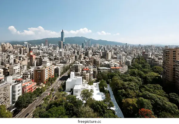 Taipei City Skyline with Park View