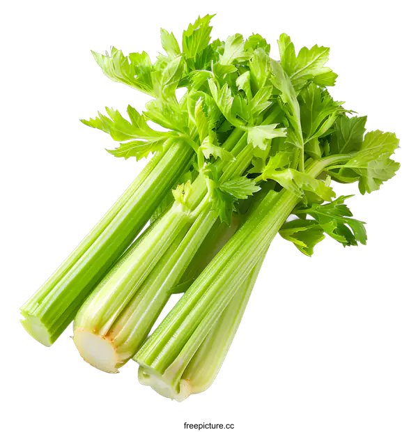 [Transparent Background PNG]Fresh Celery Sticks on White Background
