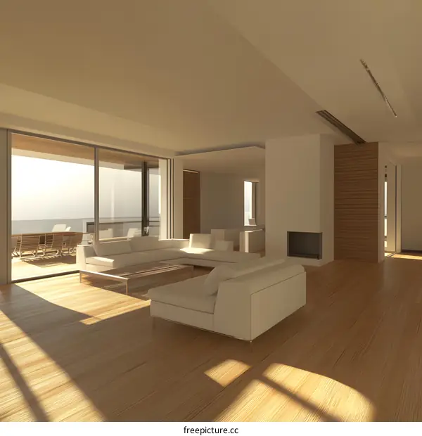 Modern Living Room Interior Design with Ocean View