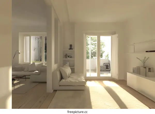 Minimalist White Living Room Interior Design