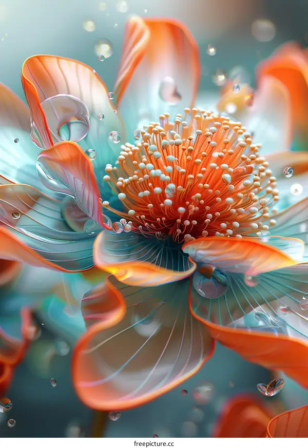 Vibrant Orange Flower 3D Rendering