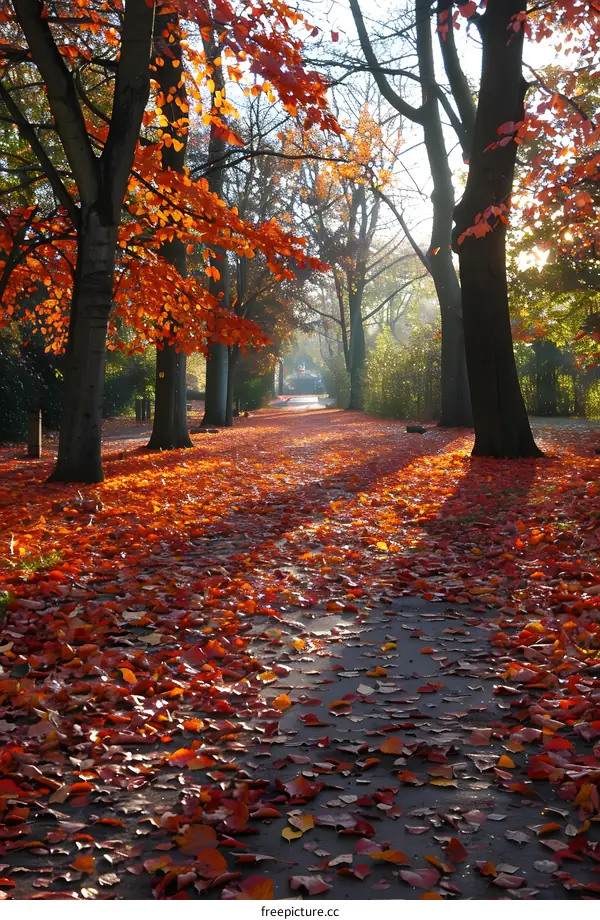 Autumn Leaves on Pathway