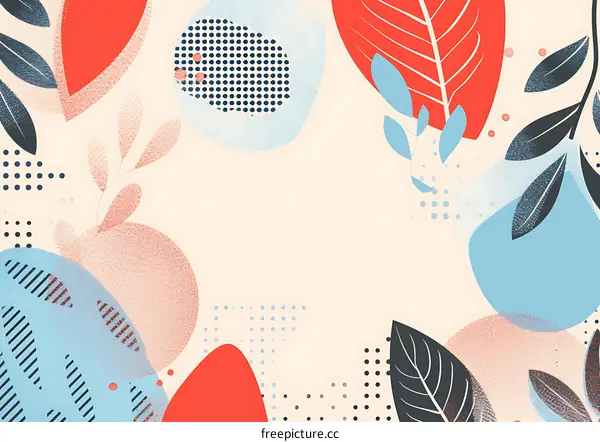 Abstract Botanical Illustration with Geometric Shapes and Dots