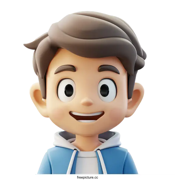 [Transparent Background PNG]3D rendering of a happy young boy