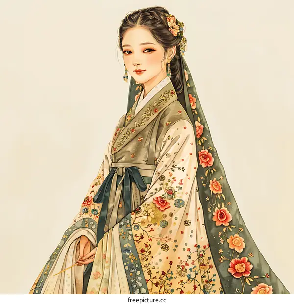 A beautiful Korean woman in a hanbok
