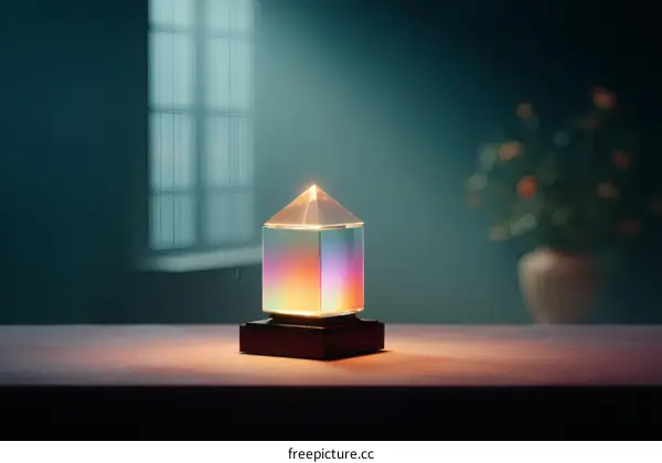 Colorful Geometric Lamp on Table
