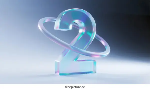 Abstract 3D Number 2 with Holographic Color and Ring Design
