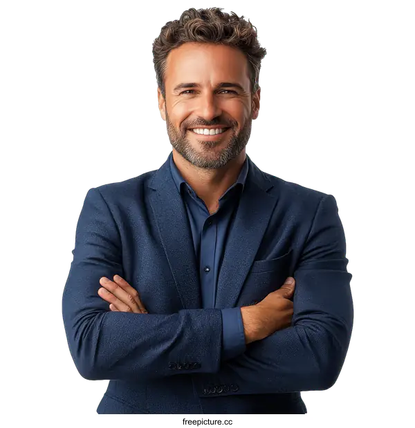 [Transparent Background PNG]Confident Caucasian Businessman Portrait