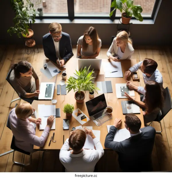 Group of multiethnic business people discussing ideas at a conference table
