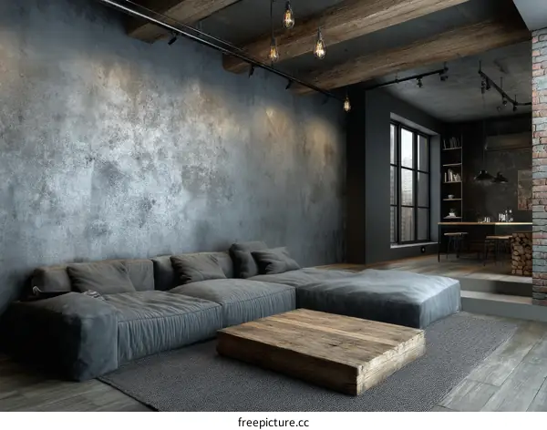 Industrial Style Loft Living Room Design