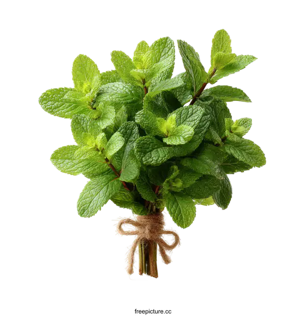 [Transparent Background PNG]Fresh Mint Bunch Isolated on White Background