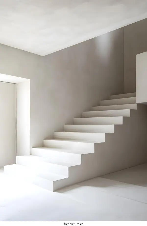 Modern Minimalist White Staircase Interior Design