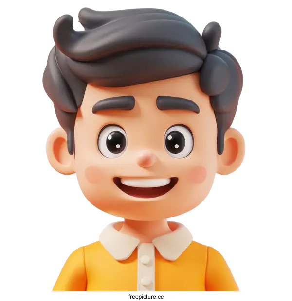 [Transparent Background PNG]Cheerful Cartoon Asian Boy 3D Illustration