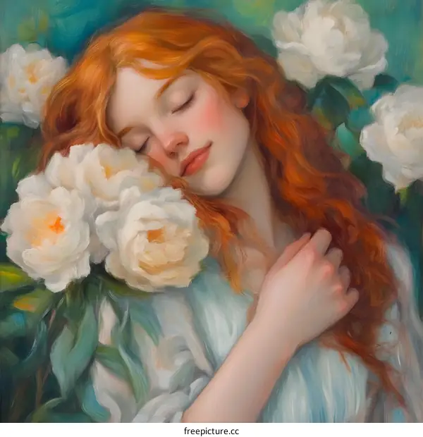 Sleeping Beauty with White Flowers