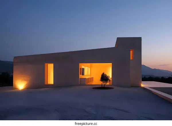 Minimalist Modern House with Stone Exterior and Large Windows