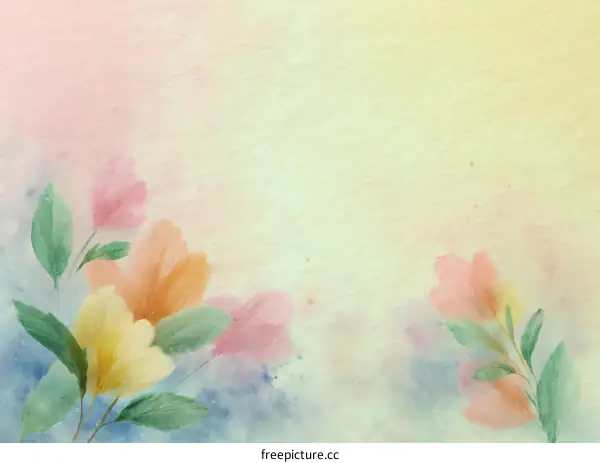 Pastel Watercolor Floral Illustration Background
