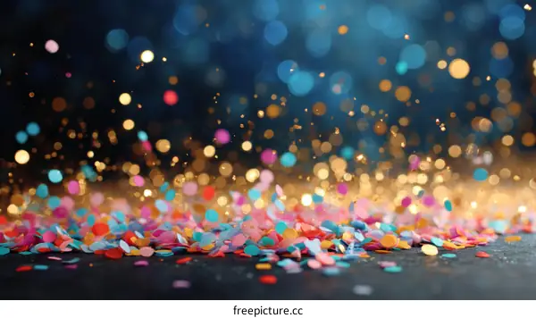 Colorful Confetti Background with Bokeh Lights